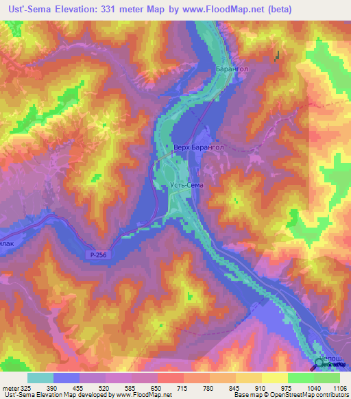 Ust'-Sema,Russia Elevation Map