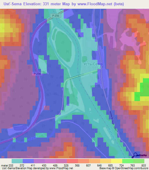 Ust'-Sema,Russia Elevation Map