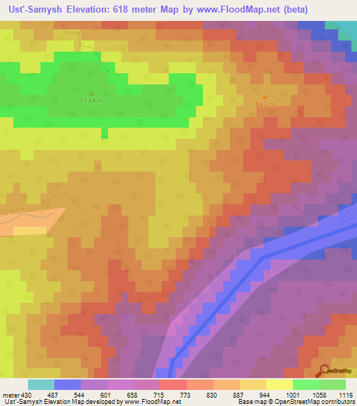 Ust'-Samysh,Russia Elevation Map