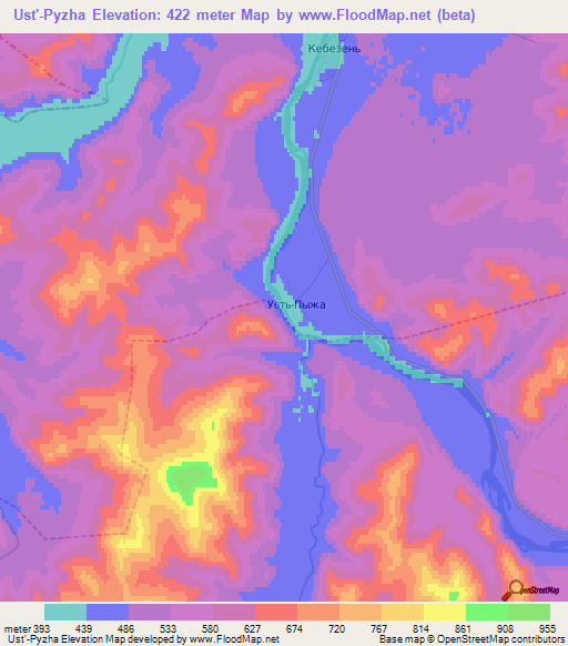 Ust'-Pyzha,Russia Elevation Map