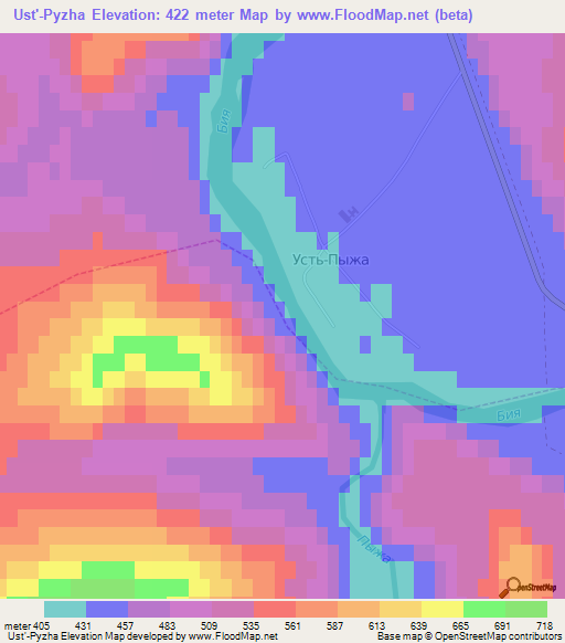 Ust'-Pyzha,Russia Elevation Map