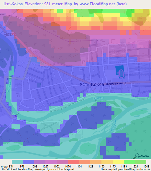 Ust'-Koksa,Russia Elevation Map