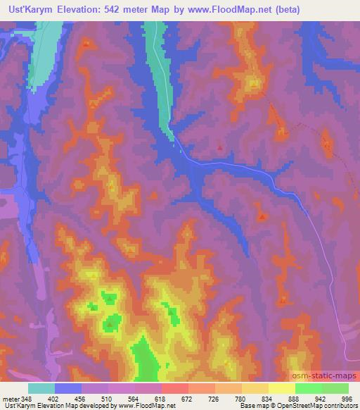 Ust'Karym,Russia Elevation Map