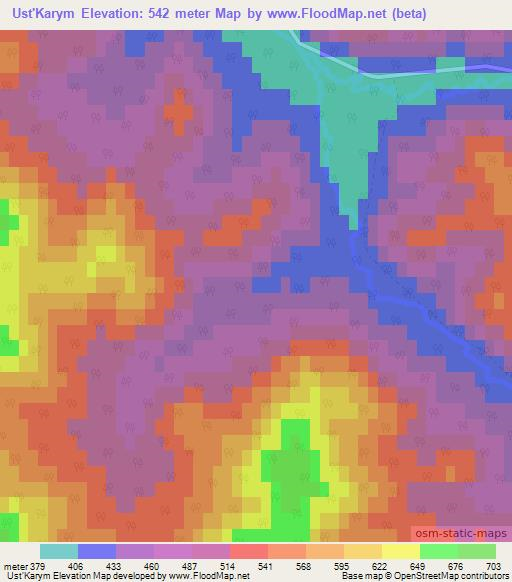 Ust'Karym,Russia Elevation Map