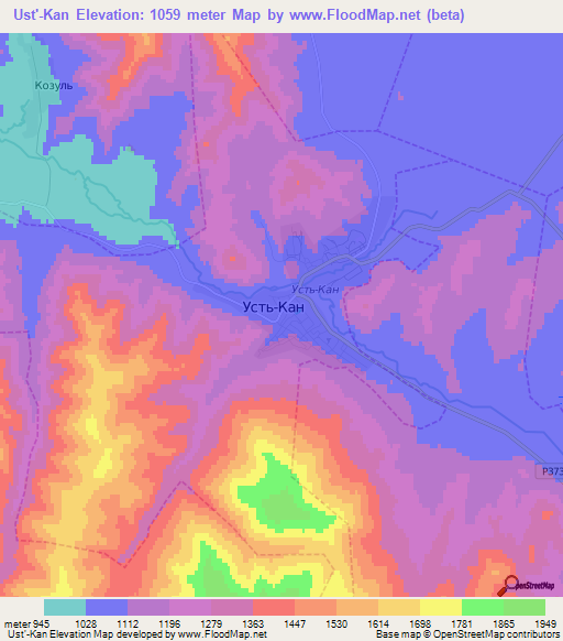 Ust'-Kan,Russia Elevation Map