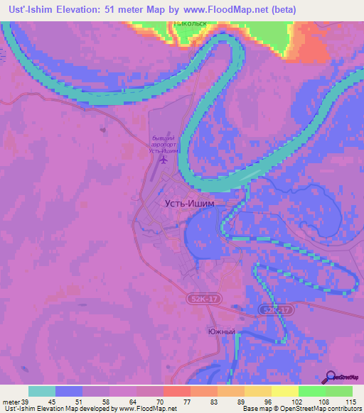 Ust'-Ishim,Russia Elevation Map