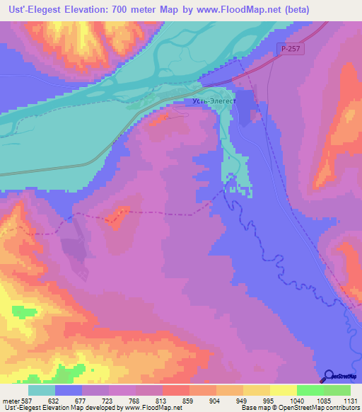 Ust'-Elegest,Russia Elevation Map