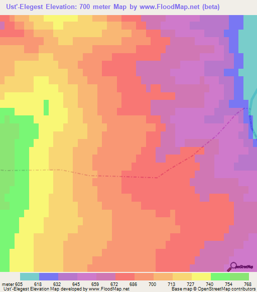 Ust'-Elegest,Russia Elevation Map