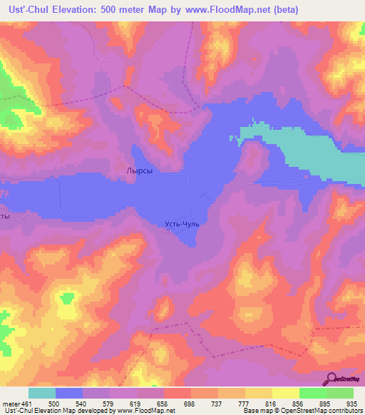 Ust'-Chul,Russia Elevation Map