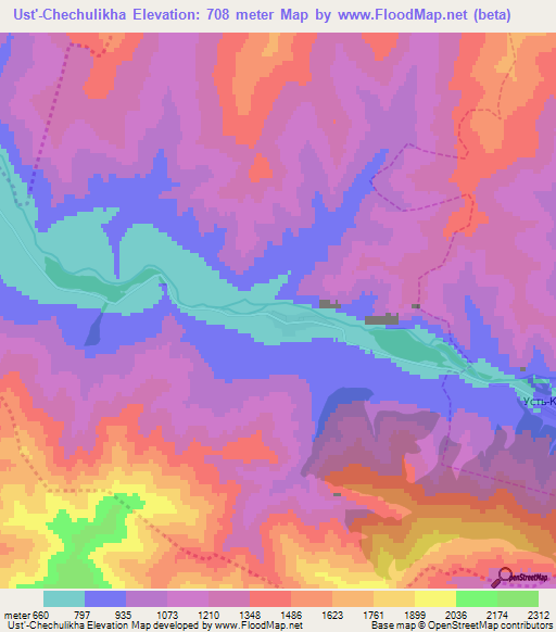 Ust'-Chechulikha,Russia Elevation Map