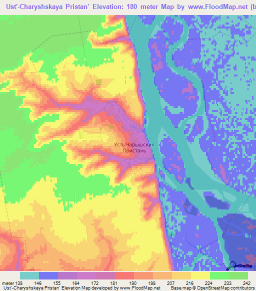 Ust'-Charyshskaya Pristan',Russia Elevation Map