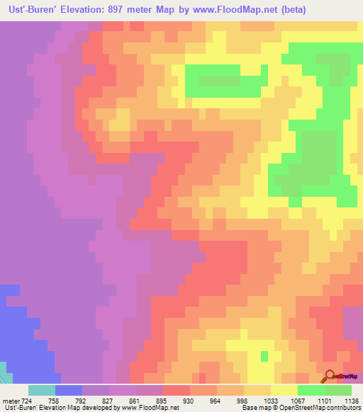 Ust'-Buren',Russia Elevation Map