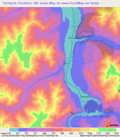 Ust'Ayula,Russia Elevation Map