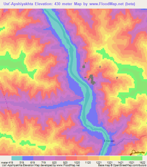 Ust'-Apshiyakhta,Russia Elevation Map