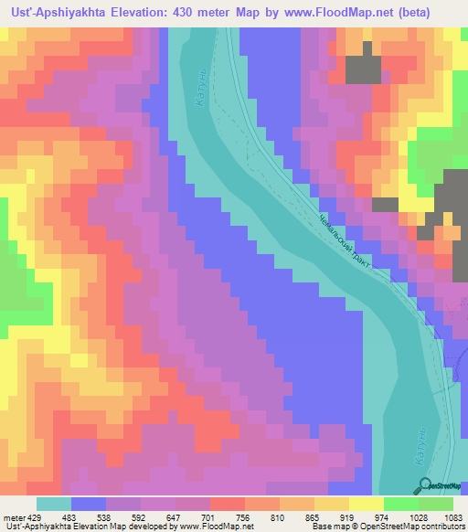 Ust'-Apshiyakhta,Russia Elevation Map