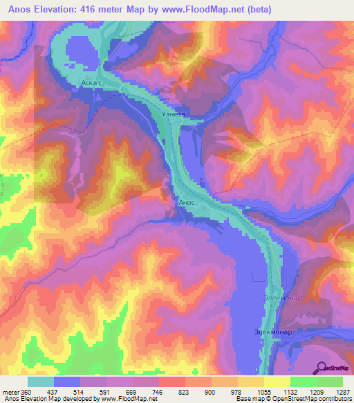 Anos,Russia Elevation Map