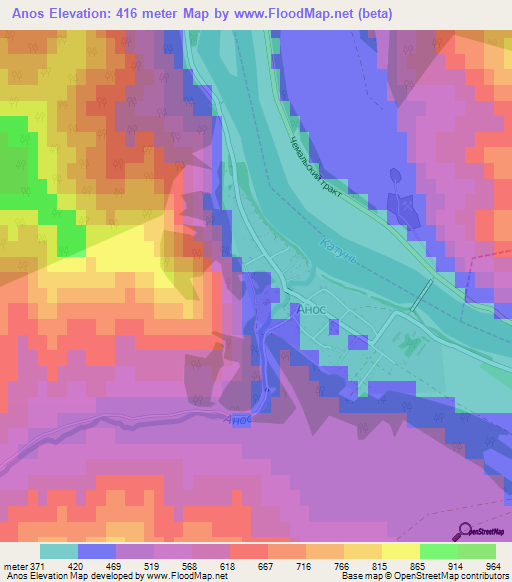 Anos,Russia Elevation Map