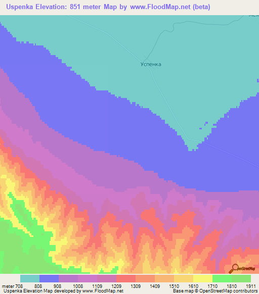 Uspenka,Russia Elevation Map