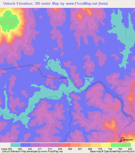 Uskuch,Russia Elevation Map