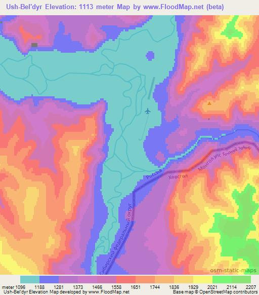 Ush-Bel'dyr,Russia Elevation Map