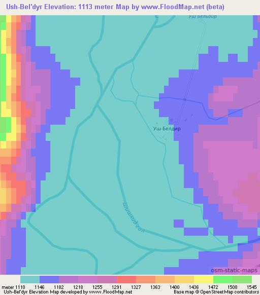 Ush-Bel'dyr,Russia Elevation Map