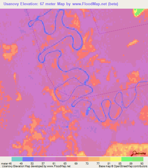 Usanovy,Russia Elevation Map