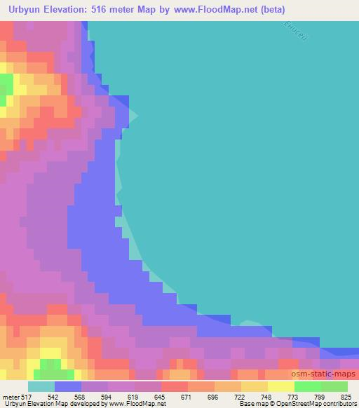 Urbyun,Russia Elevation Map