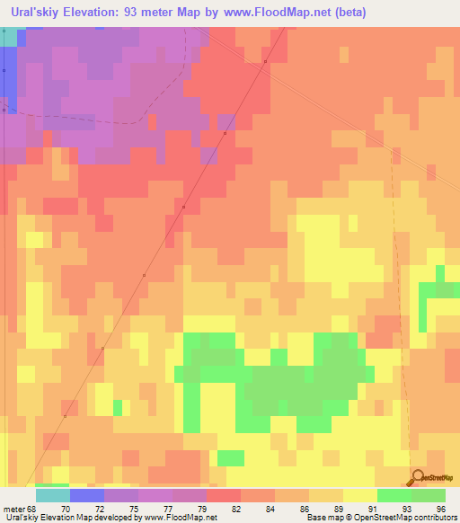 Ural'skiy,Russia Elevation Map