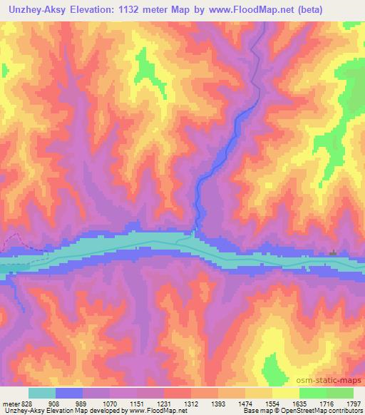 Unzhey-Aksy,Russia Elevation Map