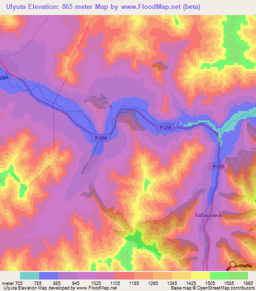 Ulyuta,Russia Elevation Map