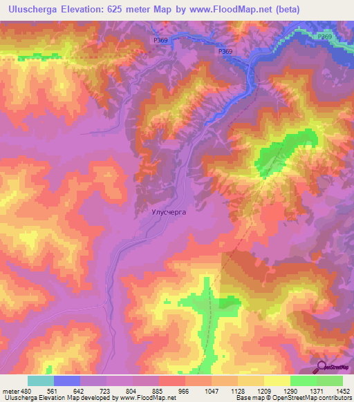 Uluscherga,Russia Elevation Map