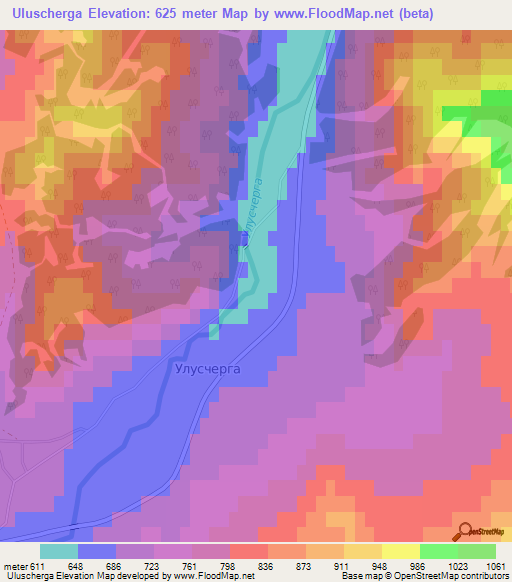 Uluscherga,Russia Elevation Map