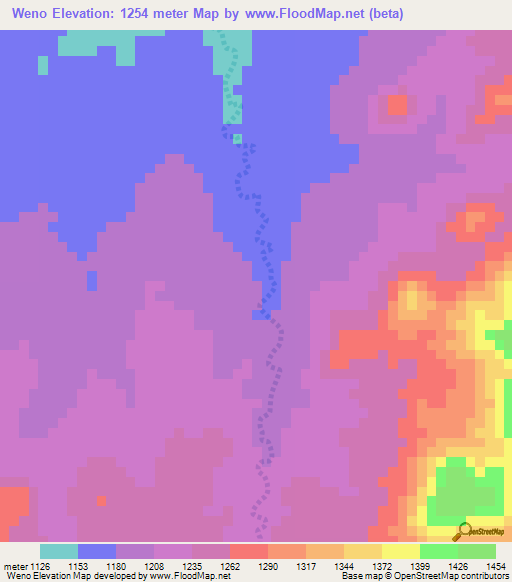 Weno,Tanzania Elevation Map