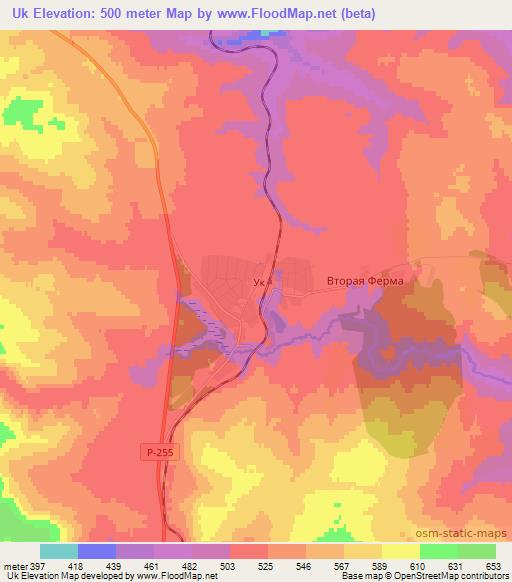 Uk,Russia Elevation Map