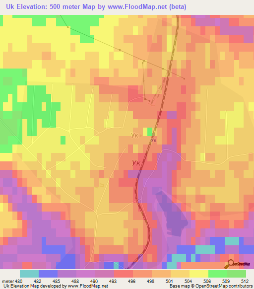 Uk,Russia Elevation Map