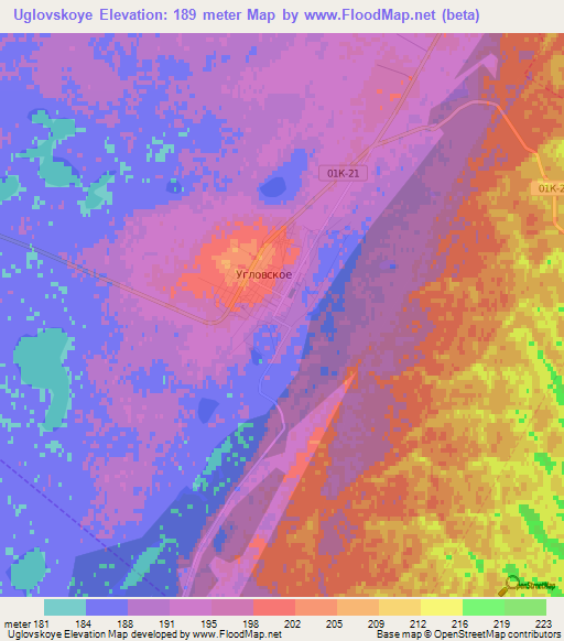 Uglovskoye,Russia Elevation Map