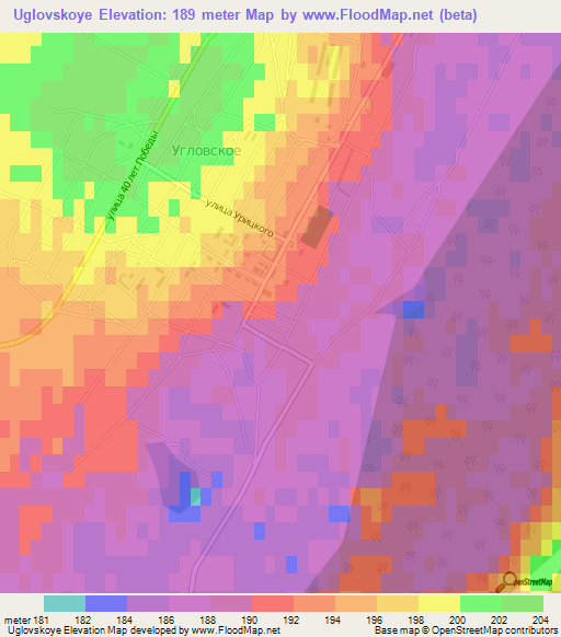 Uglovskoye,Russia Elevation Map