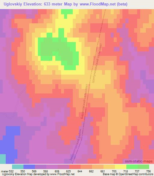 Uglovskiy,Russia Elevation Map