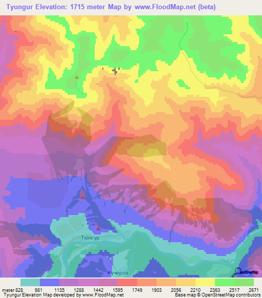 Tyungur,Russia Elevation Map