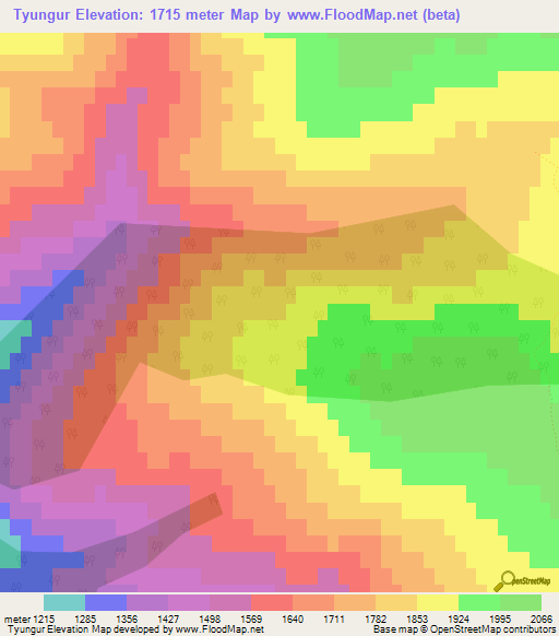 Tyungur,Russia Elevation Map