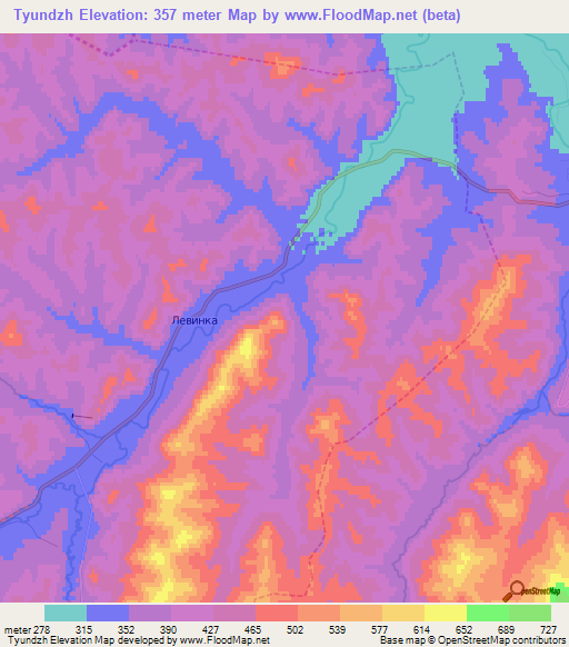 Tyundzh,Russia Elevation Map