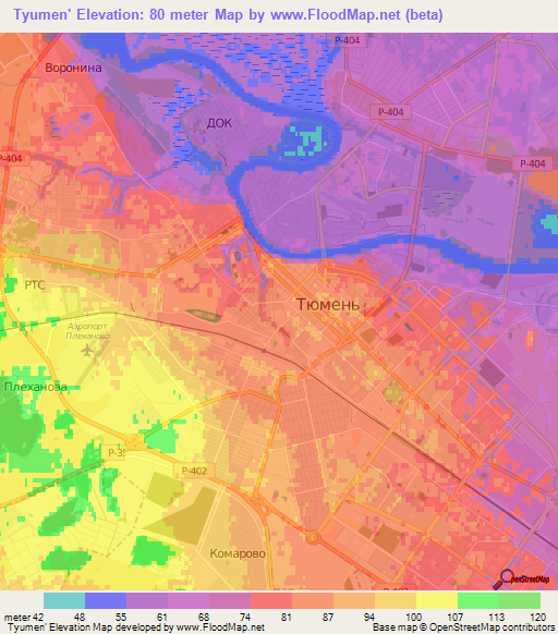 Tyumen',Russia Elevation Map