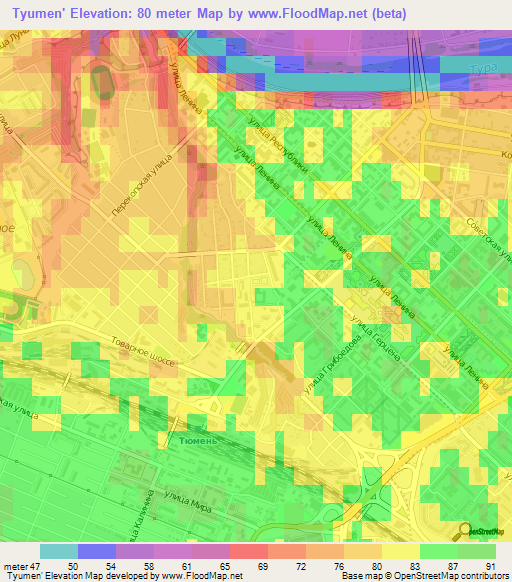 Tyumen',Russia Elevation Map