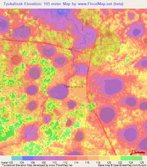 Tyukalinsk,Russia Elevation Map