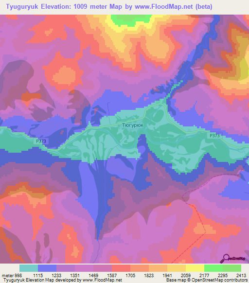 Tyuguryuk,Russia Elevation Map