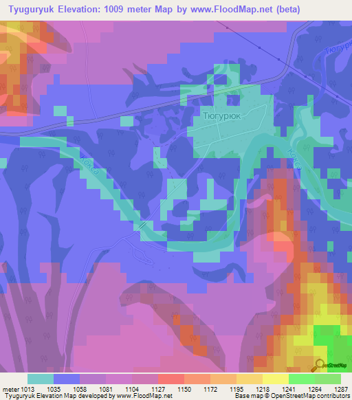 Tyuguryuk,Russia Elevation Map