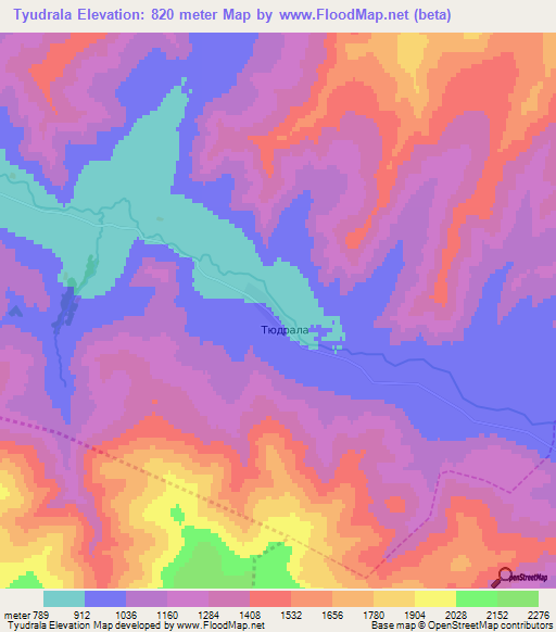 Tyudrala,Russia Elevation Map