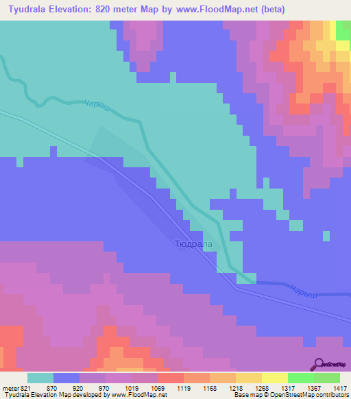 Tyudrala,Russia Elevation Map