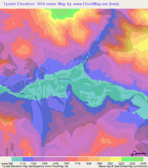 Tyudet,Russia Elevation Map