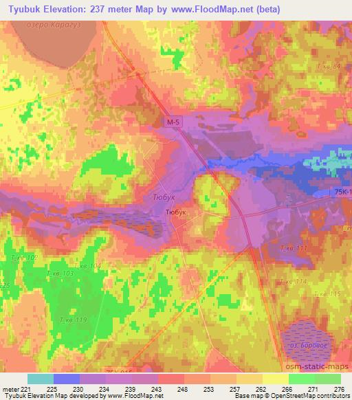 Tyubuk,Russia Elevation Map